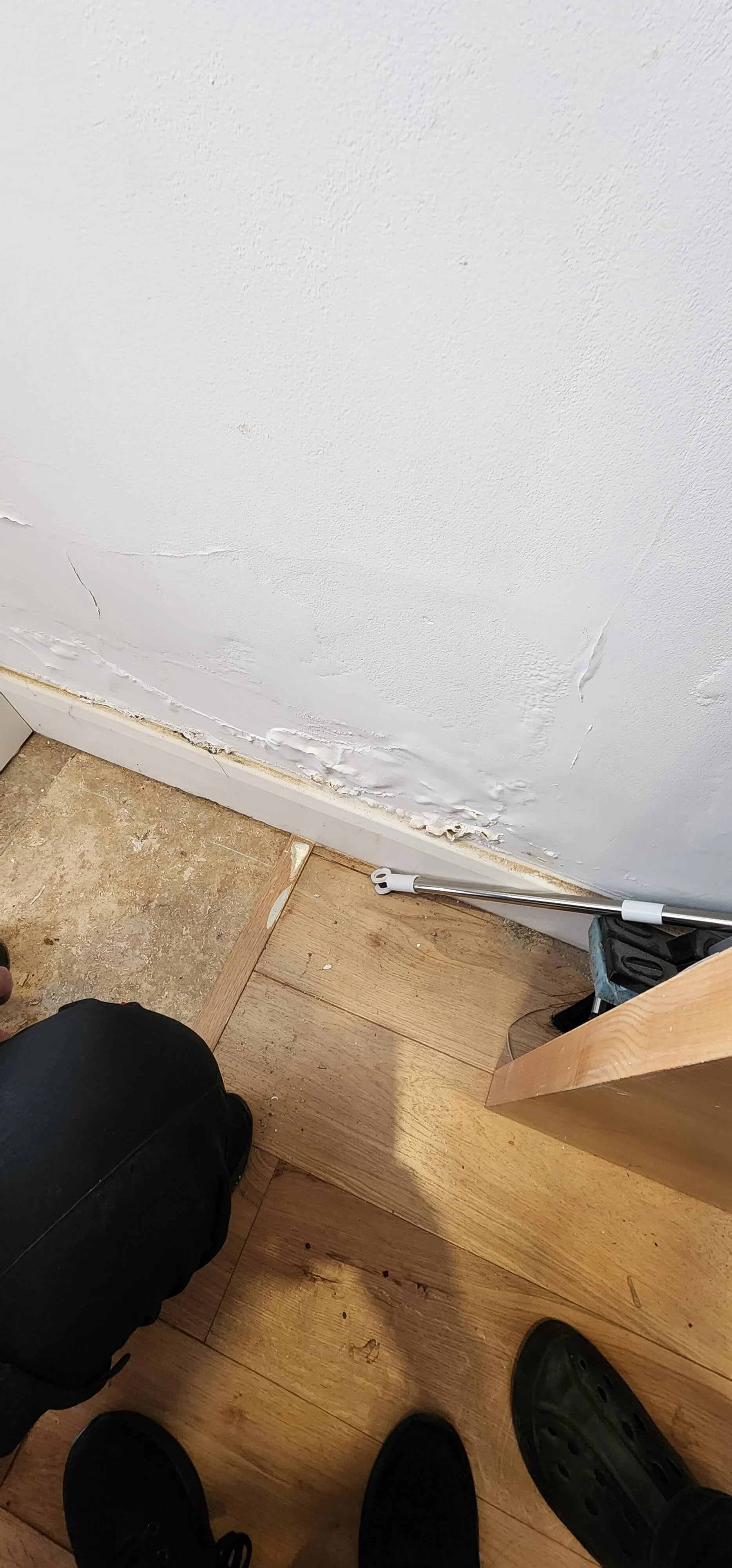 Water damaged lower wall during mains water leak detection in Ascot