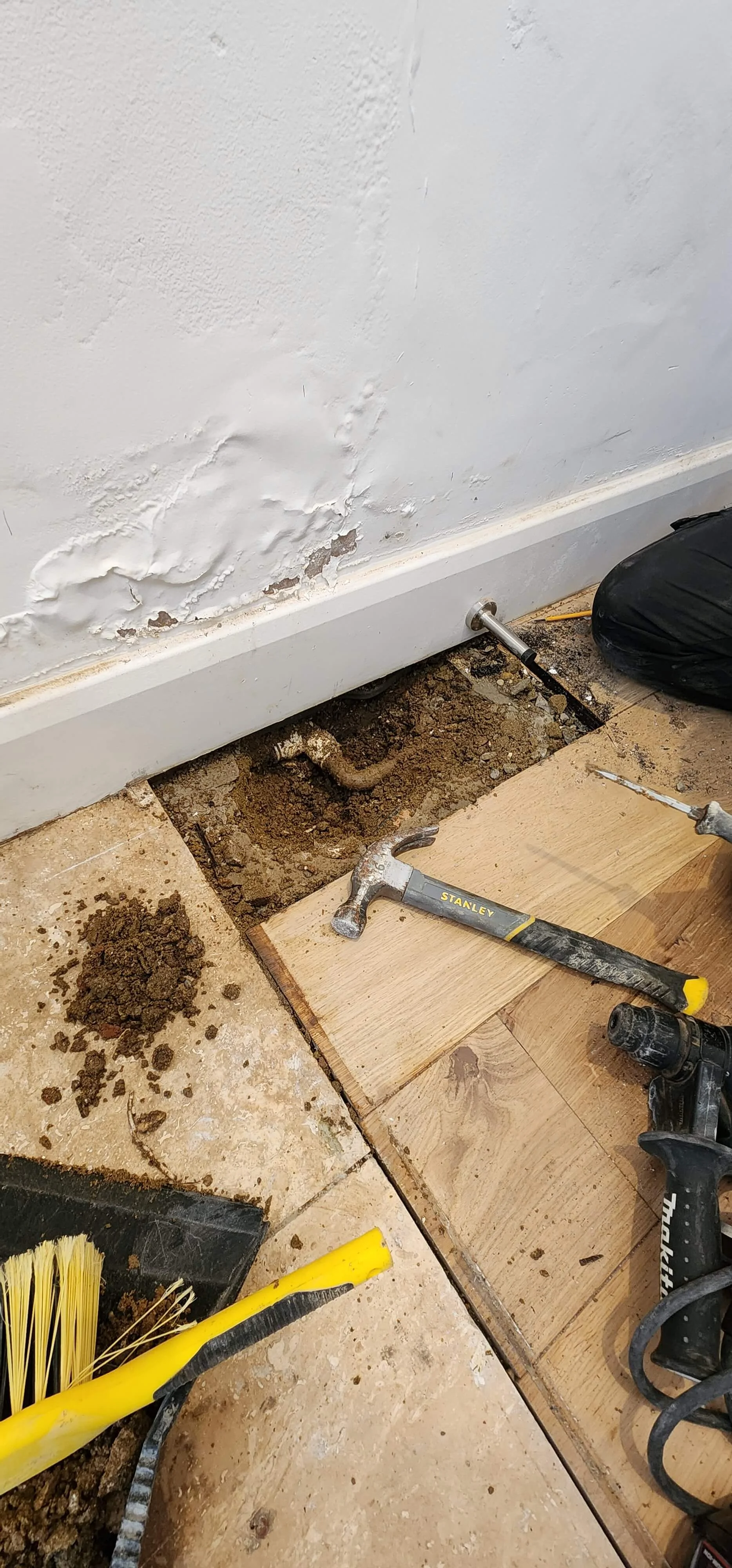 Exposed pipe route during Ascot mains water leak detection
