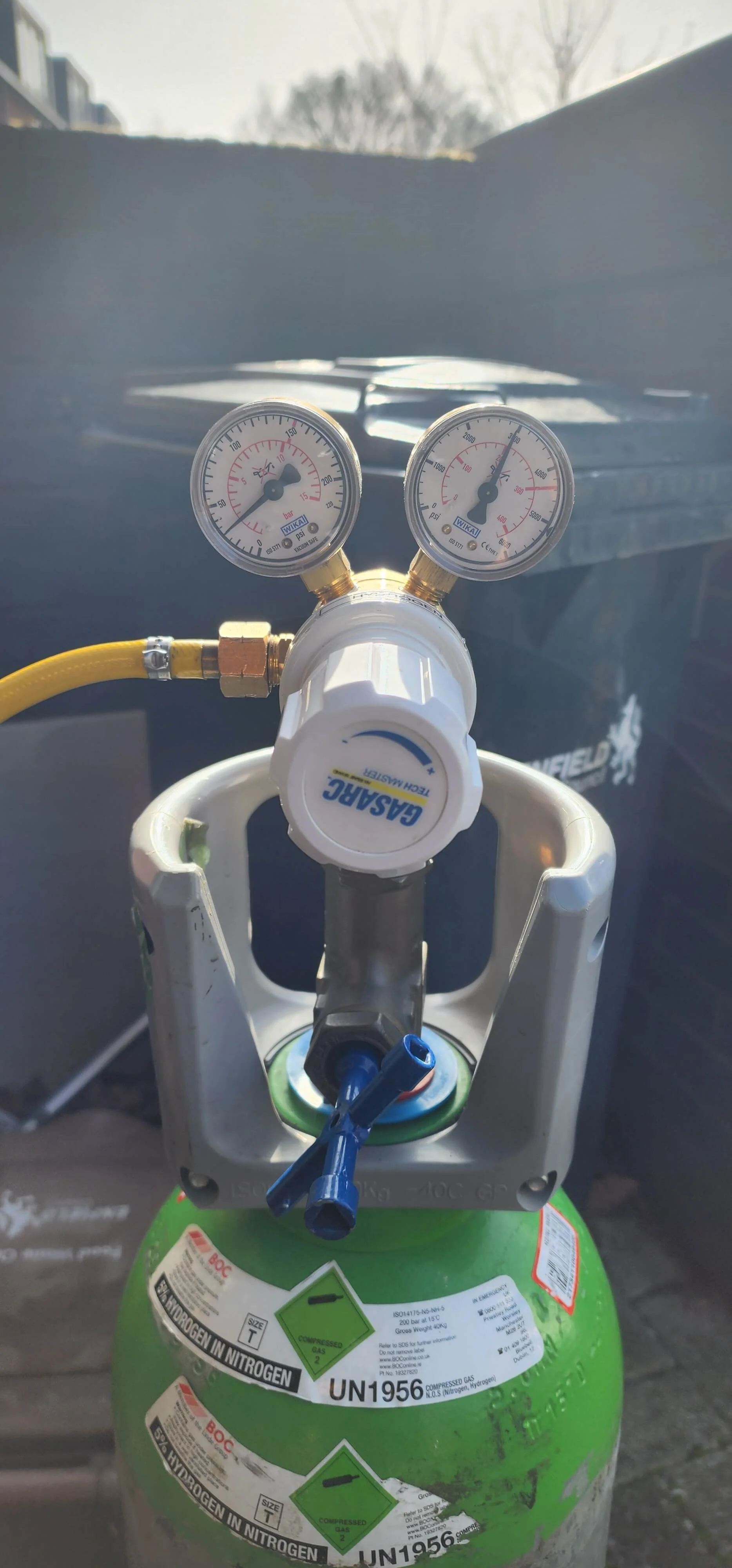 Tracer gas and pressure testing equipment used during Barnet bathroom leak investigation