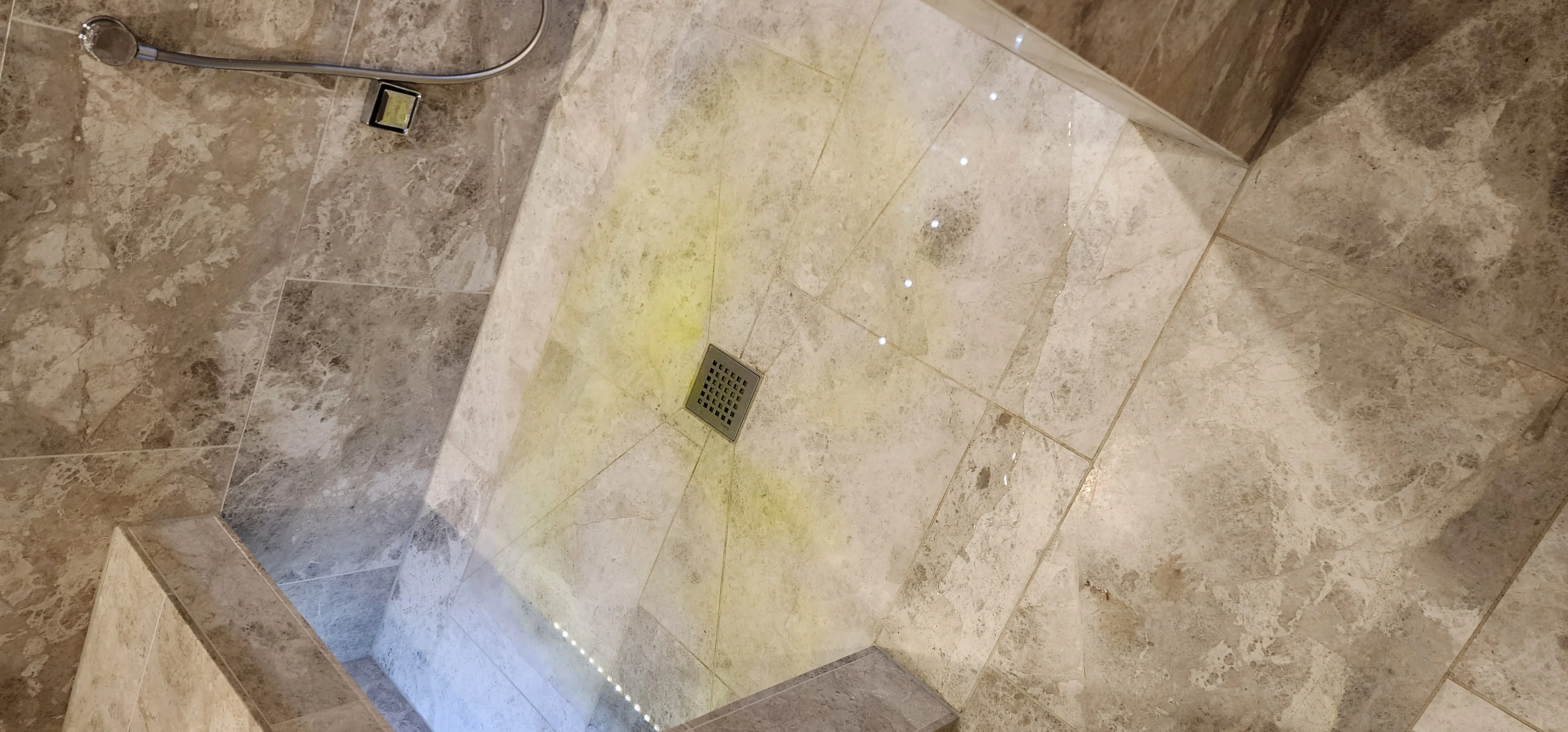 Bathroom floor evidence from shower waste leak detection in Bramley