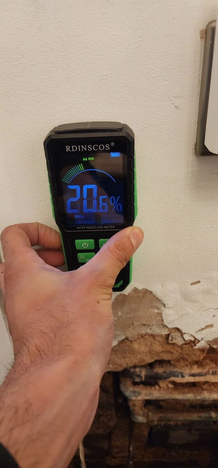 Moisture meter reading during mains water leak detection in Coventry