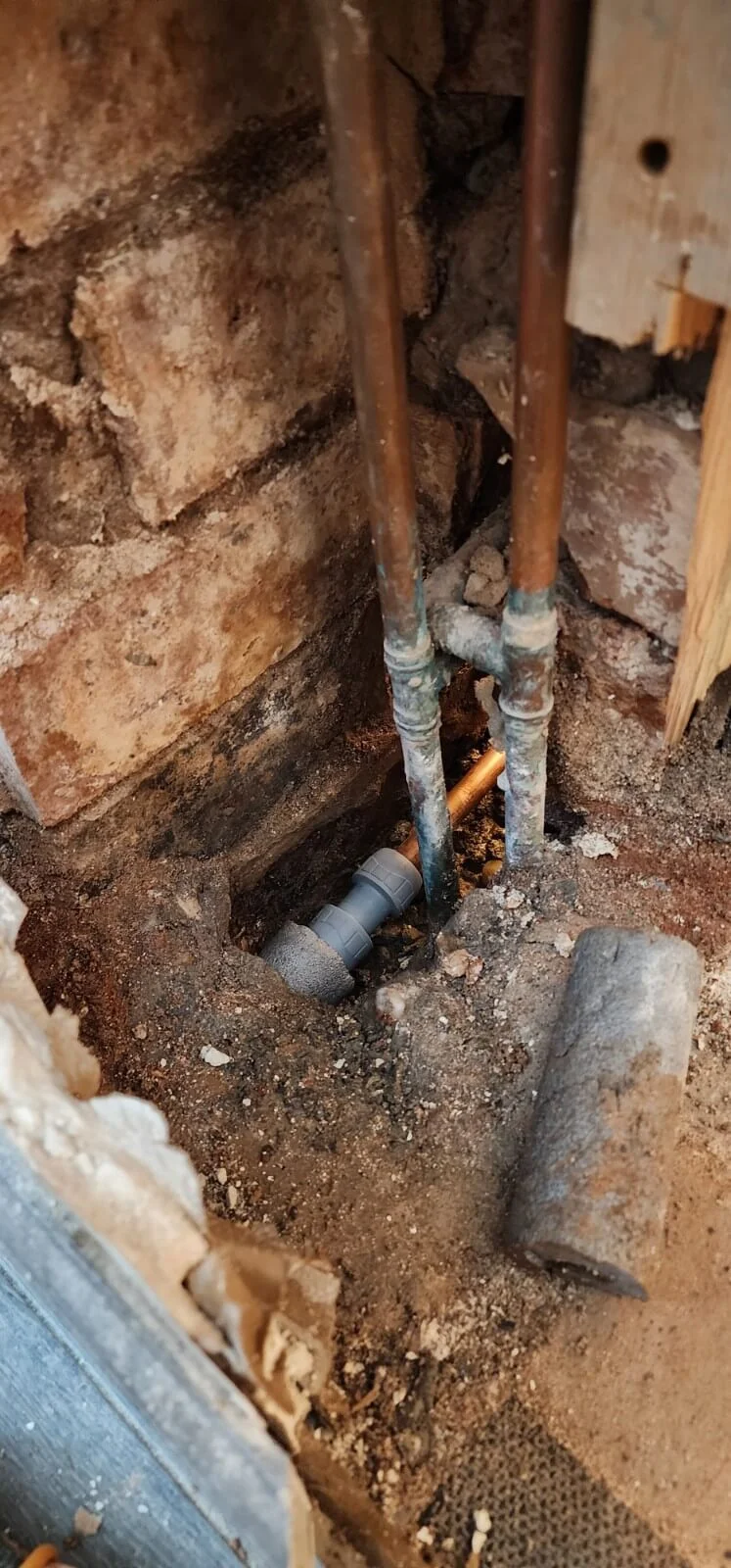 Pipe repair area documented during Coventry mains water leak project