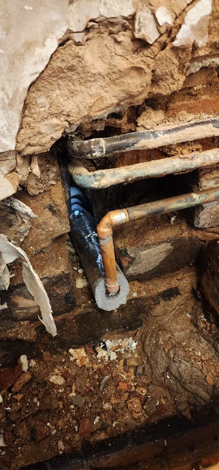 Repaired pipework from Coventry mains water leak investigation