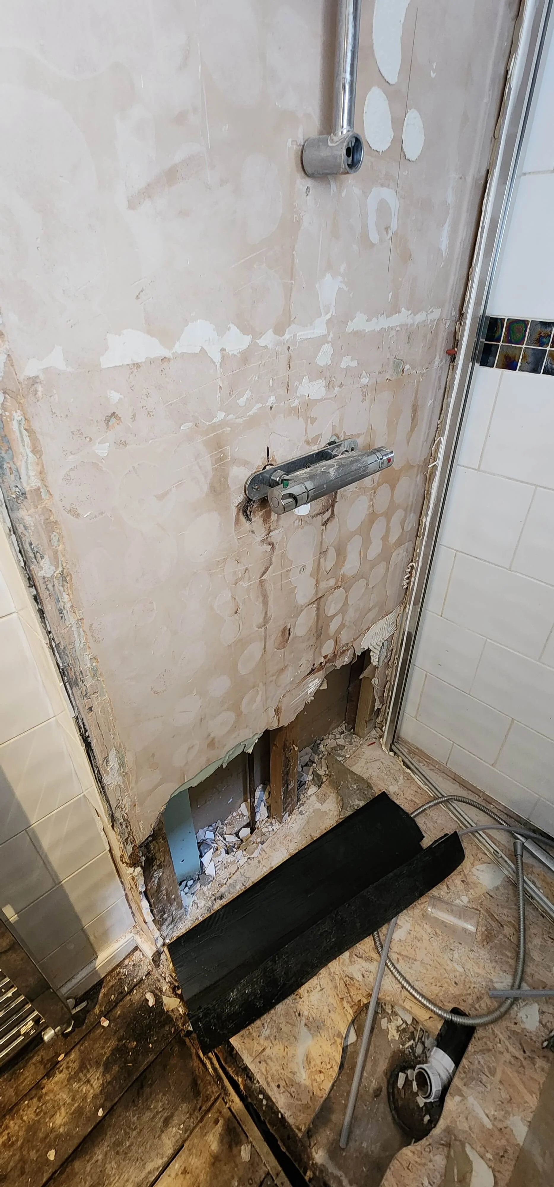Shower wall opened during leak investigation in Kingston