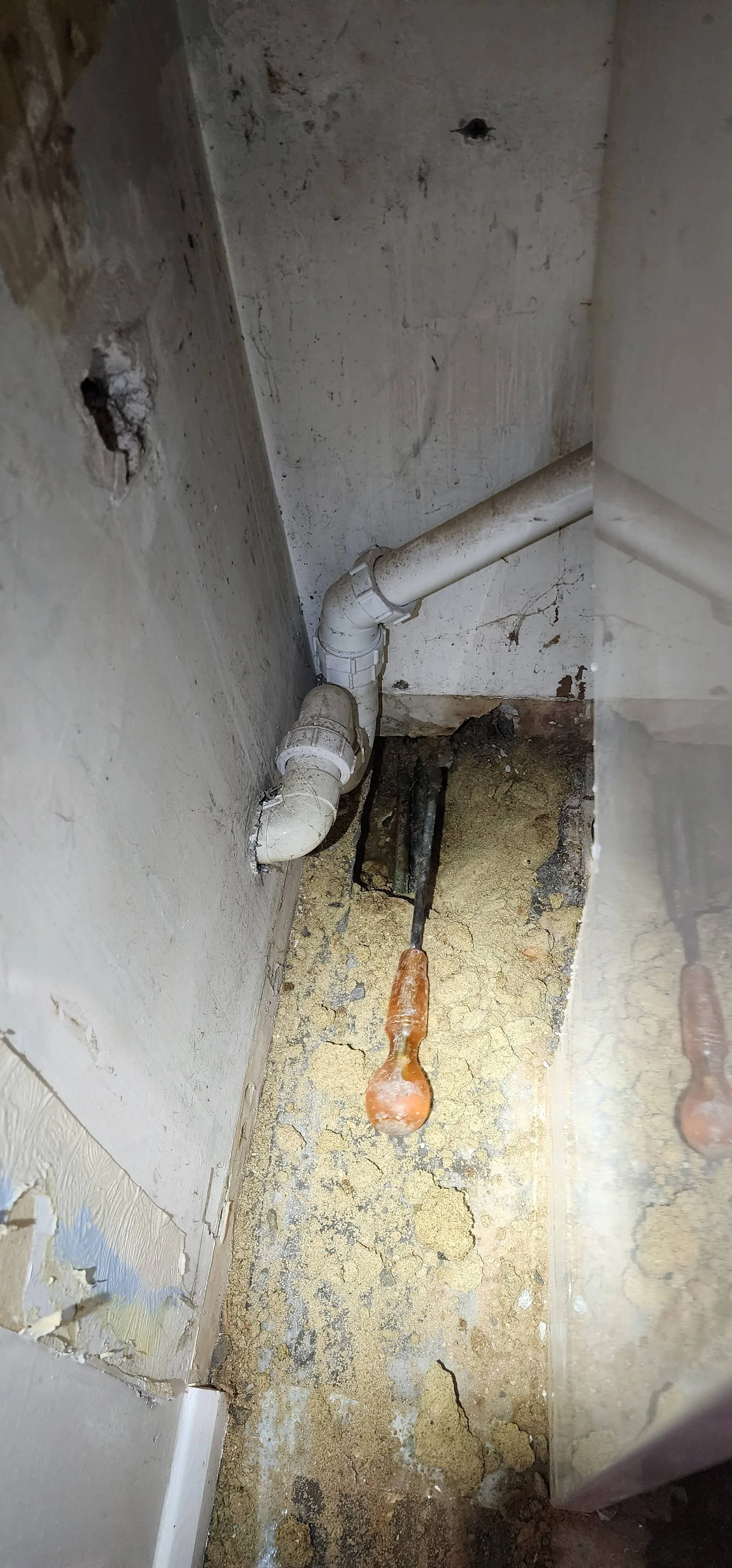 Hidden pipe route exposed during central heating leak detection in Reading