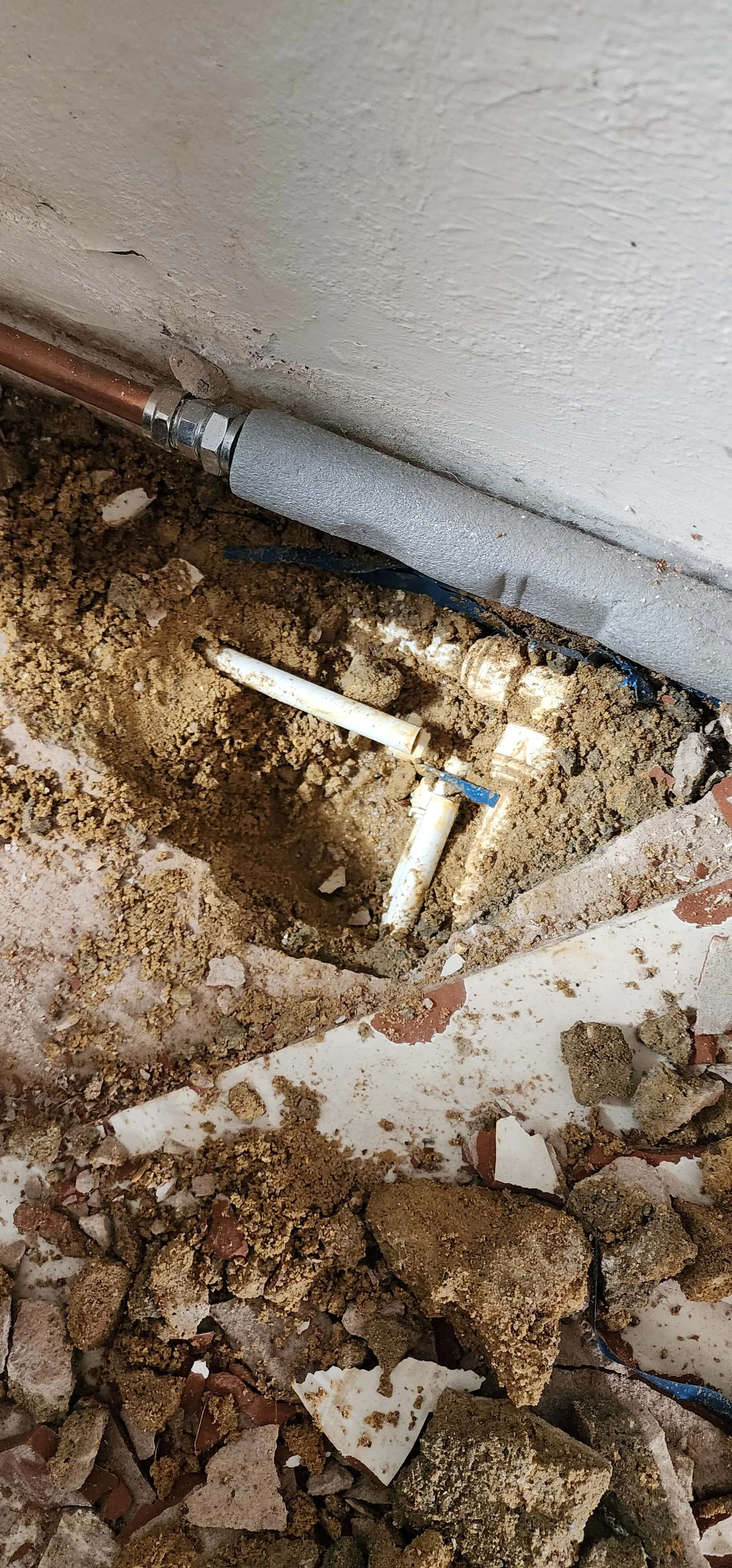 Exposed pipework evidence from Sutton mains water leak investigation
