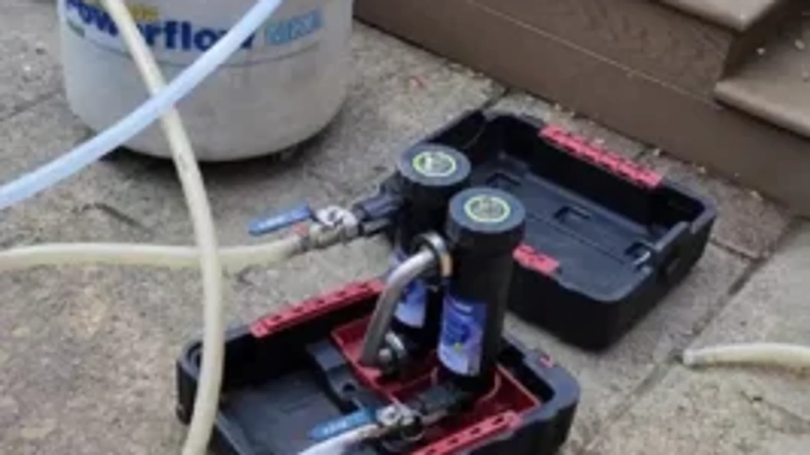 Pressure testing equipment used during a pipework leak detection investigation