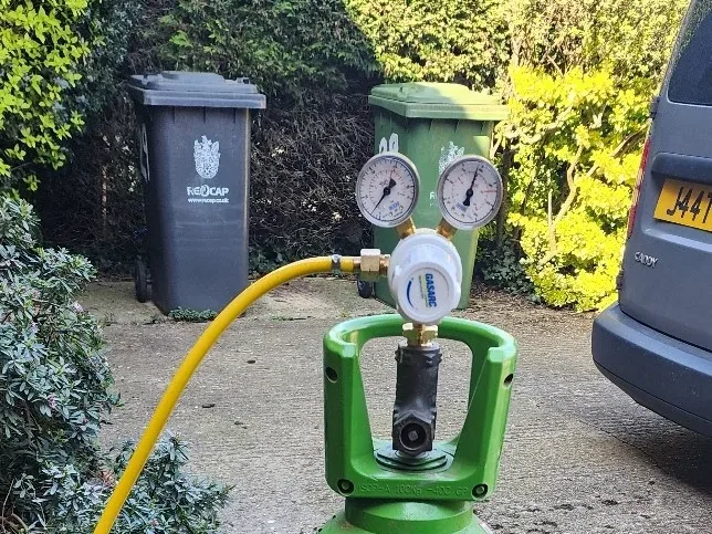Acoustic detection equipment used to support documented leak findings